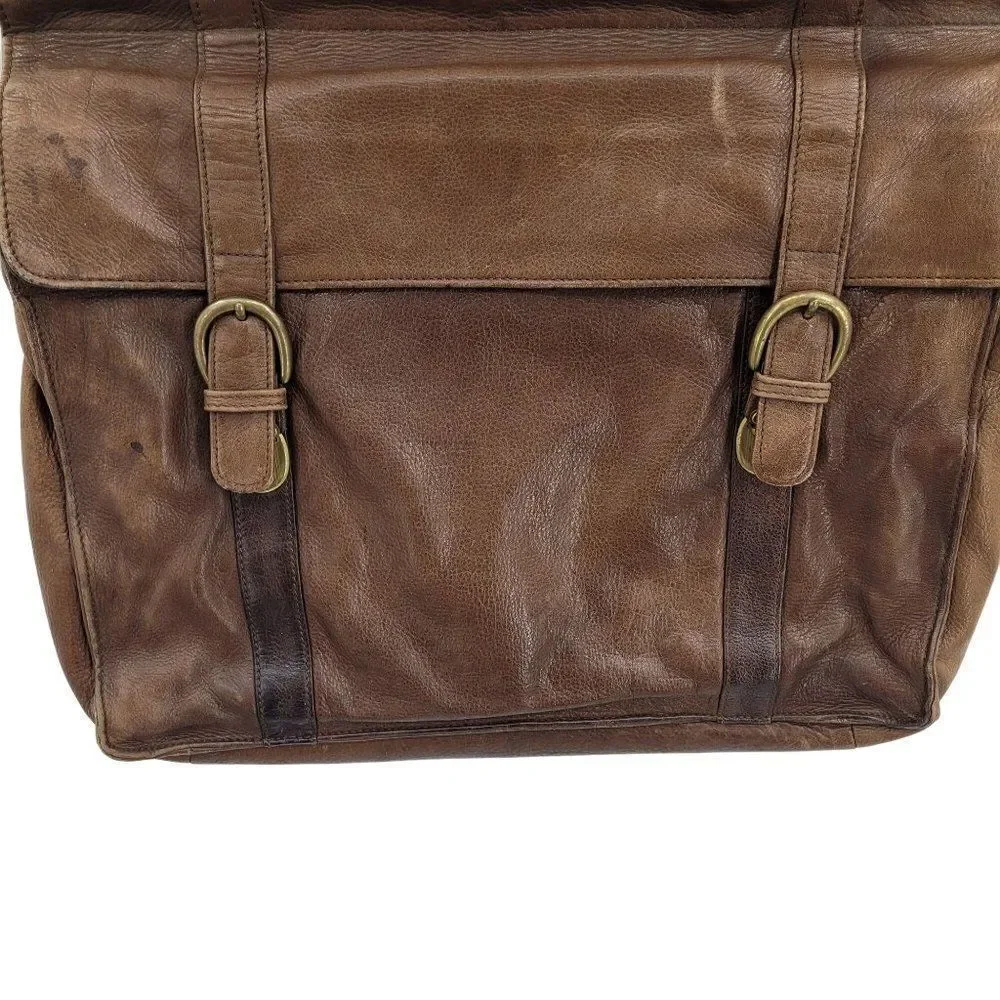 Vintage 80's Wilsons Leather Briefcase Leather Adventure Core Indian Jones Brown